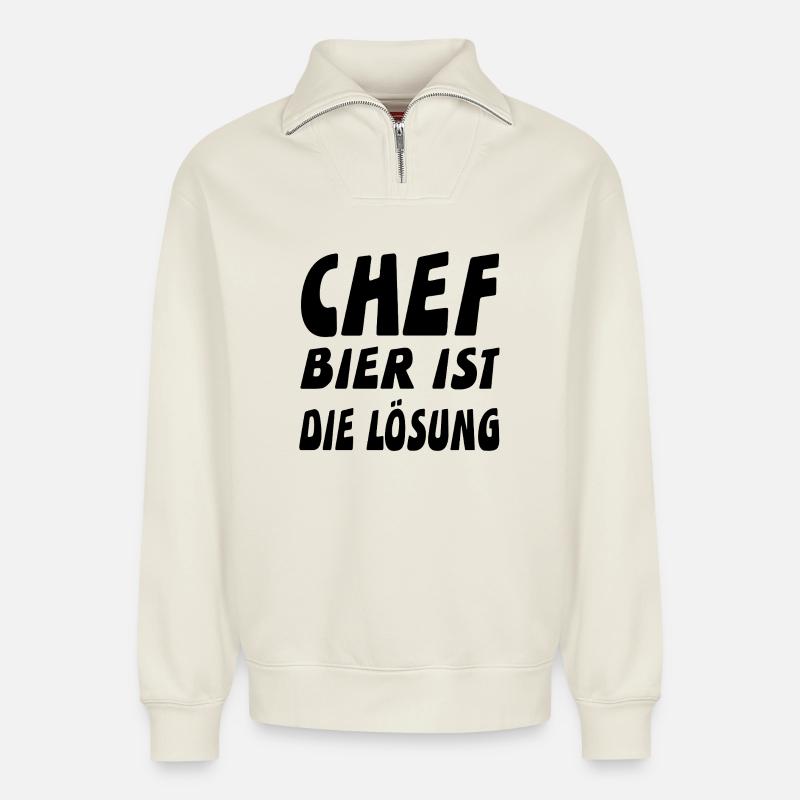 Chef - Relaxed Unisex Organic Half Zip Sweatshirt – von SPREAD - Naturweiß