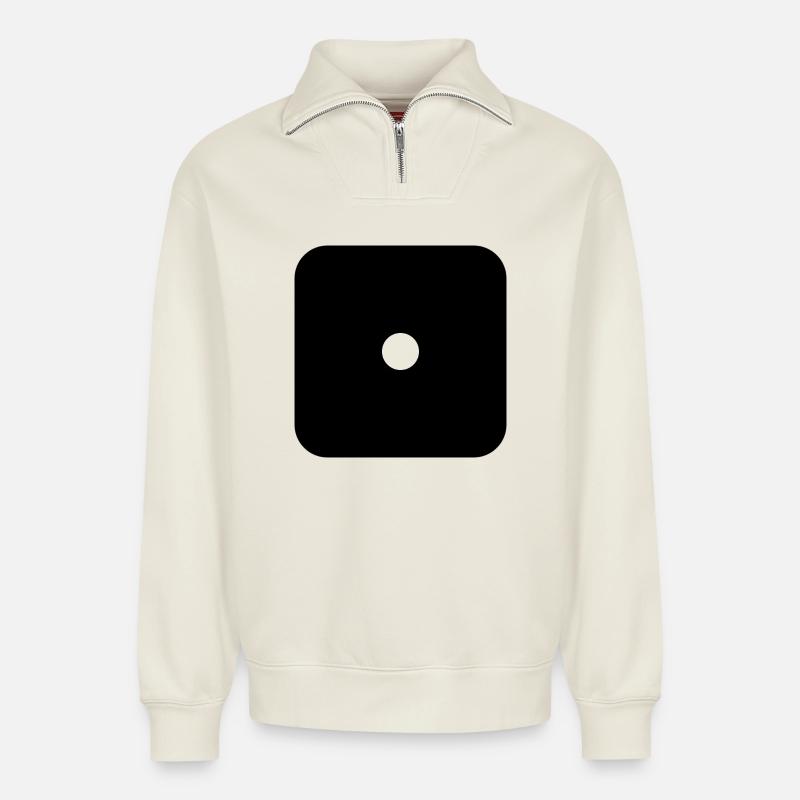 Dit - Sweat unisexe décontracté en coton biologique à demi-zip – de SPREAD - blanc cassé