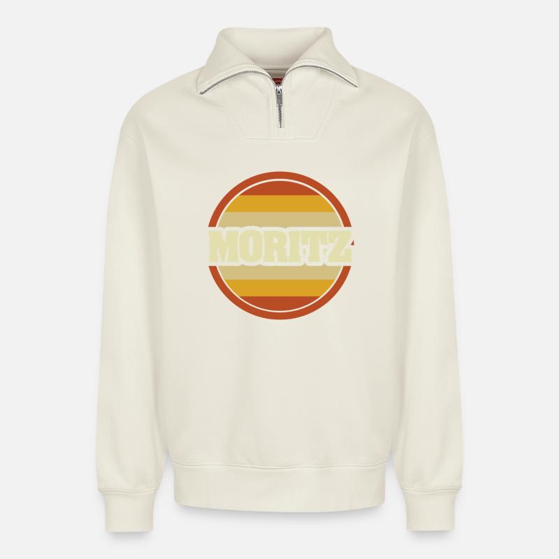 Gift for Moritz - Relaxed Unisex Organic Half Zip Sweatshirt – by SPREAD - off white
