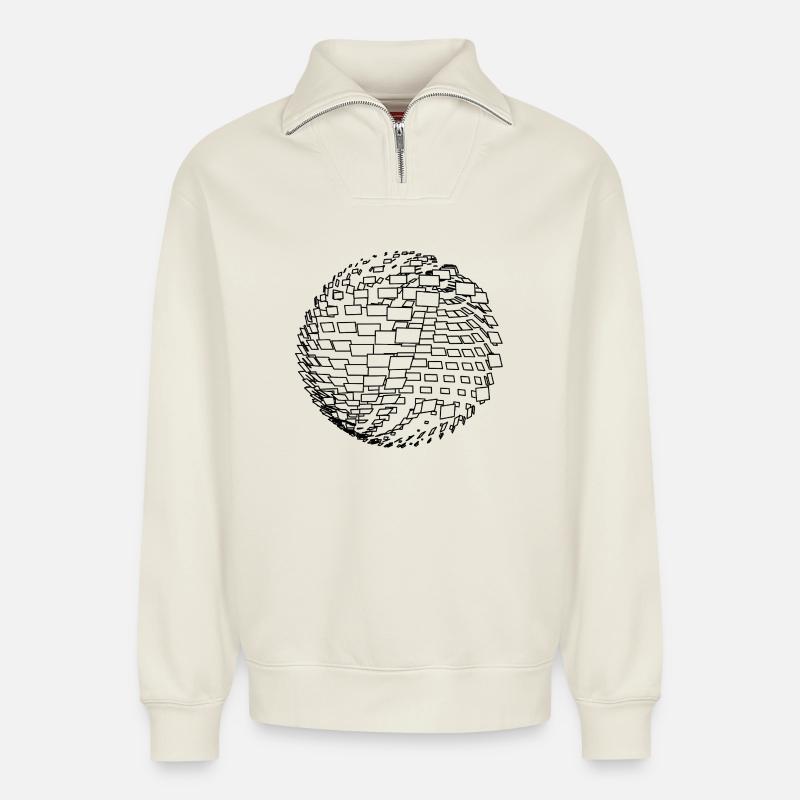 Parametric Kugel - Relaxed Unisex Organic Half Zip Sweatshirt – von SPREAD - Naturweiß
