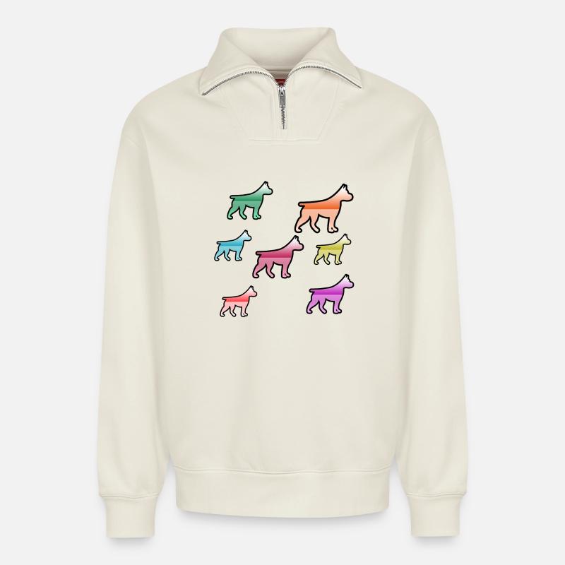 Hunde - Relaxed Unisex Organic Half Zip Sweatshirt – von SPREAD - Naturweiß