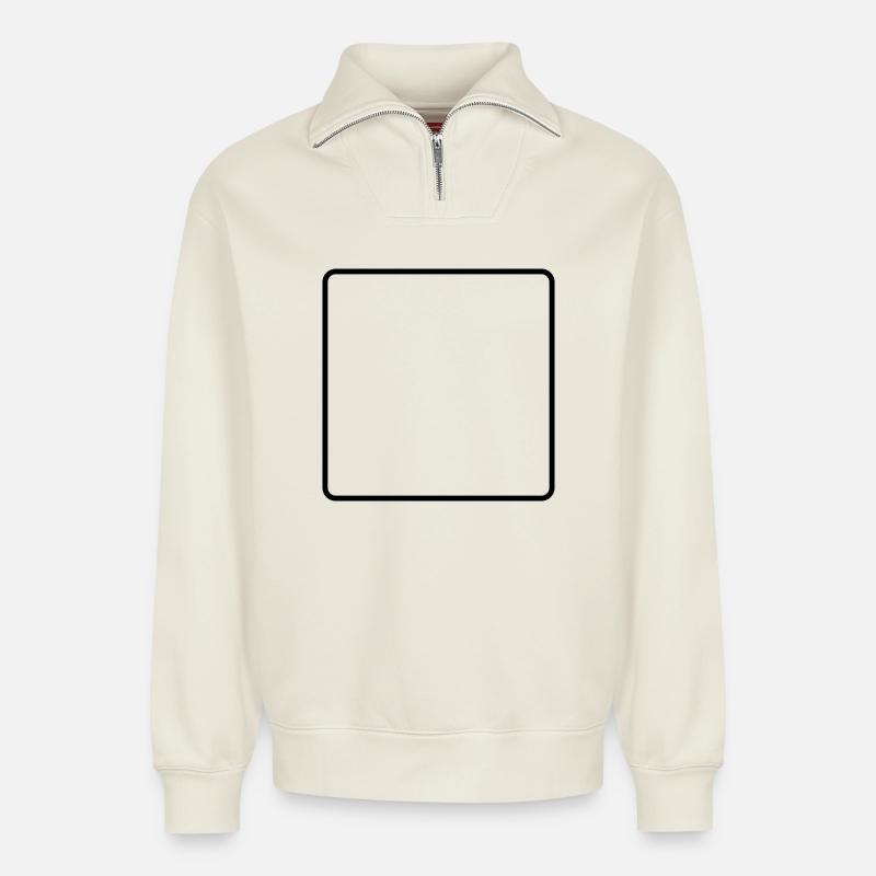 Frame Empty - Relaxed Unisex Organic Half Zip Sweatshirt – by SPREAD - off white