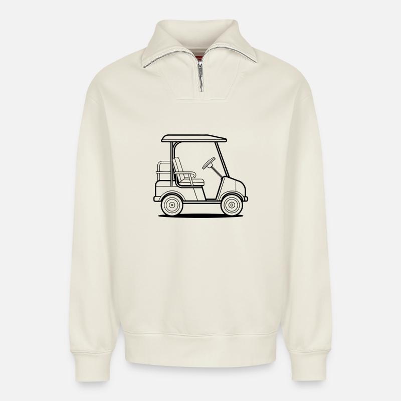 Golf carts - Relaxed Unisex Organic Half Zip Sweatshirt – by SPREAD - off white