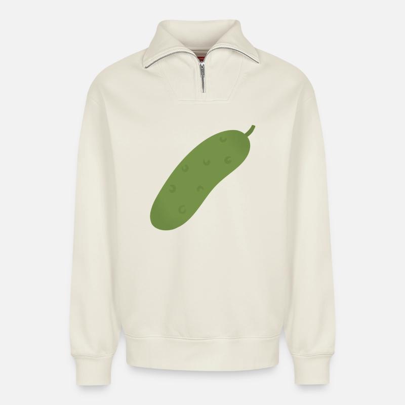 Pickle Tee - Relaxed Unisex Organic Half Zip Sweatshirt – von SPREAD - Naturweiß