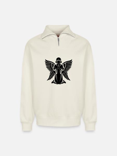 Engel - Relaxed Unisex Organic Half Zip Sweatshirt – von SPREAD - Naturweiß