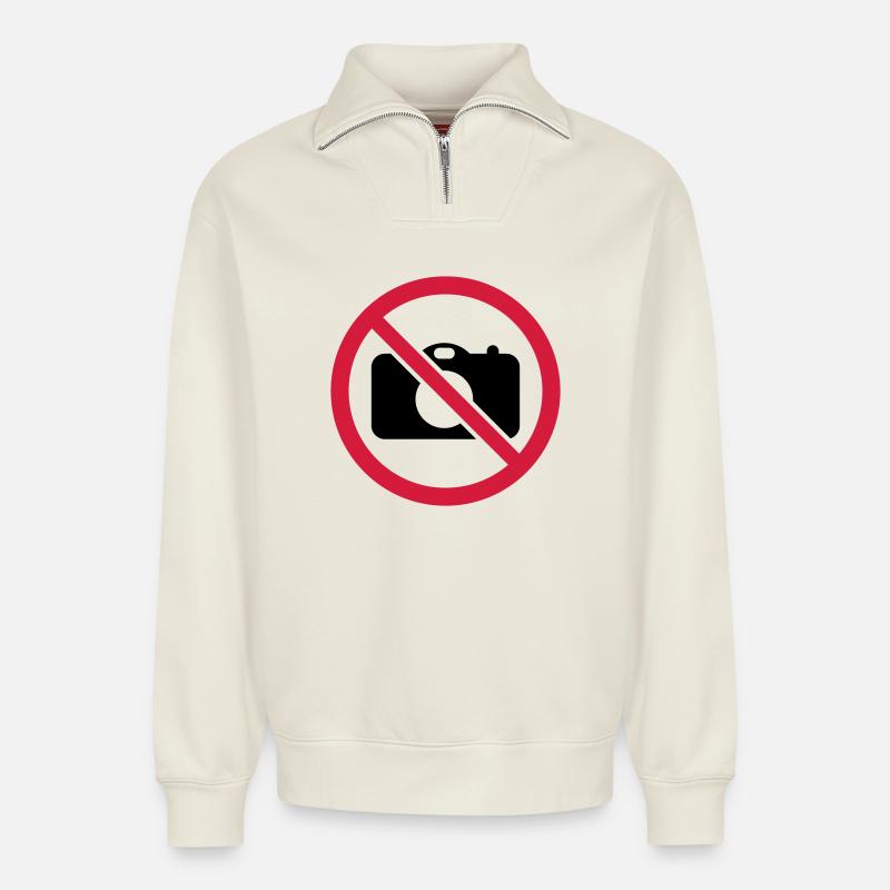 Keine Bilder! - Relaxed Unisex Organic Half Zip Sweatshirt – von SPREAD - Naturweiß