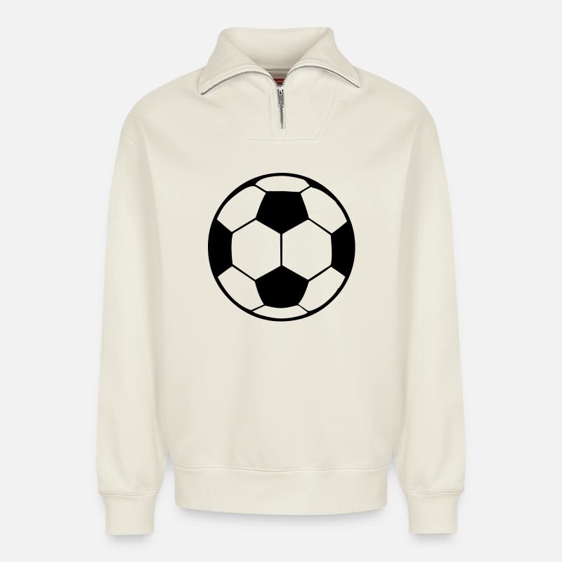 fussball - Relaxed Unisex Organic Half Zip Sweatshirt – von SPREAD - Naturweiß