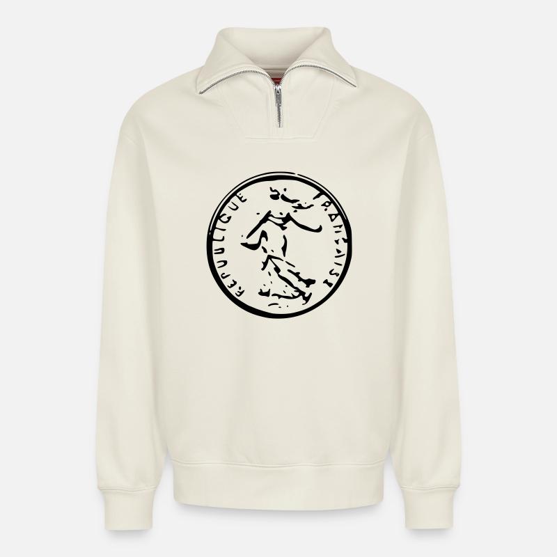 Let Franc - Relaxed Unisex Organic Half Zip Sweatshirt – by SPREAD - off white
