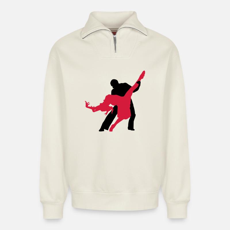 Tanzpaar - Relaxed Unisex Organic Half Zip Sweatshirt – von SPREAD - Naturweiß