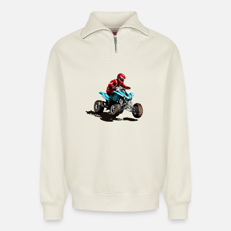 Quad - Relaxed Unisex Organic Half Zip Sweatshirt – von SPREAD - Naturweiß