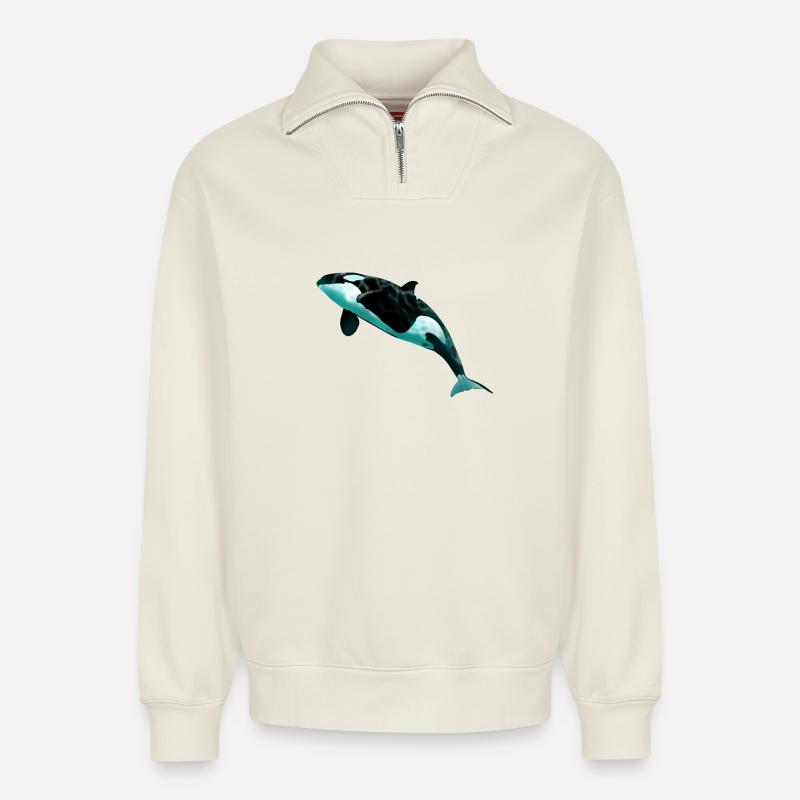 Orca - Relaxed Unisex Organic Half Zip Sweatshirt – von SPREAD - Naturweiß