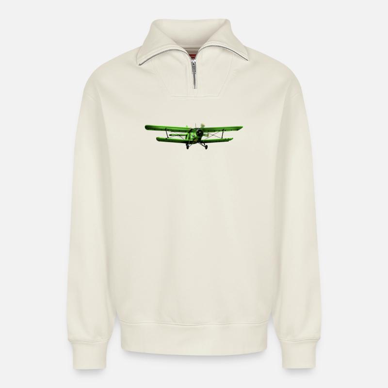 Antonov 2 - Relaxed Unisex Organic Half Zip Sweatshirt – von SPREAD - Naturweiß