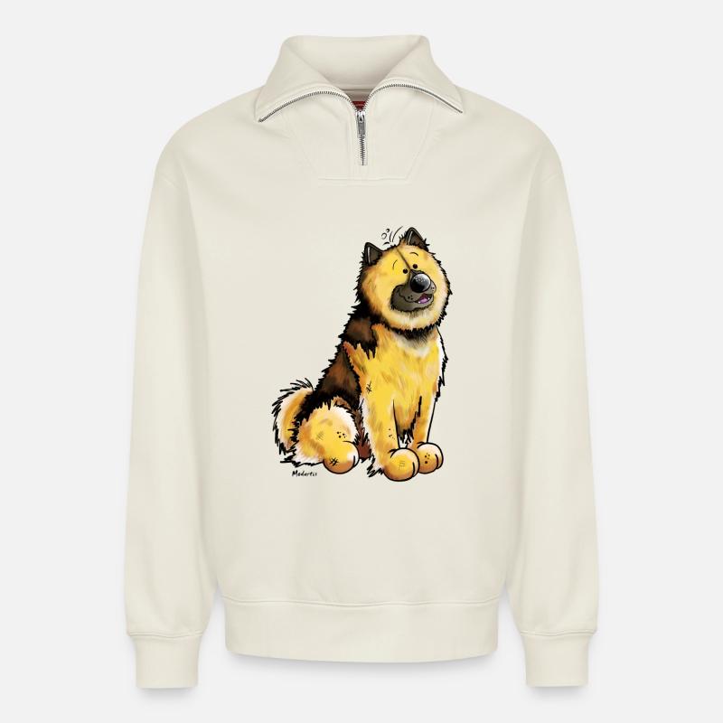 Stolzer Eurasier - Relaxed Unisex Organic Half Zip Sweatshirt – von SPREAD - Naturweiß