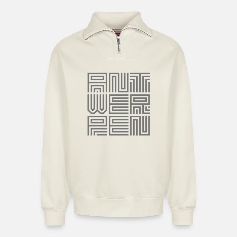 Antwerpen - Relaxed Unisex Organic Half Zip Sweatshirt – von SPREAD - Naturweiß