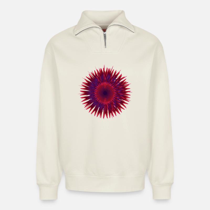 Vektor Blume - Relaxed Unisex Organic Half Zip Sweatshirt – von SPREAD - Naturweiß