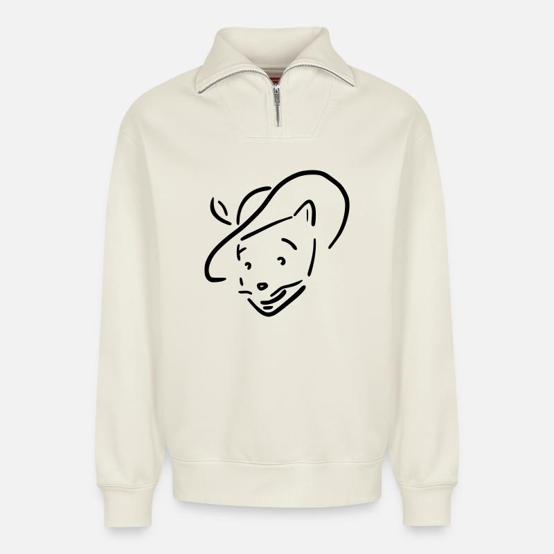 Der gestiefelte Kater - Relaxed Unisex Organic Half Zip Sweatshirt – von SPREAD - Naturweiß