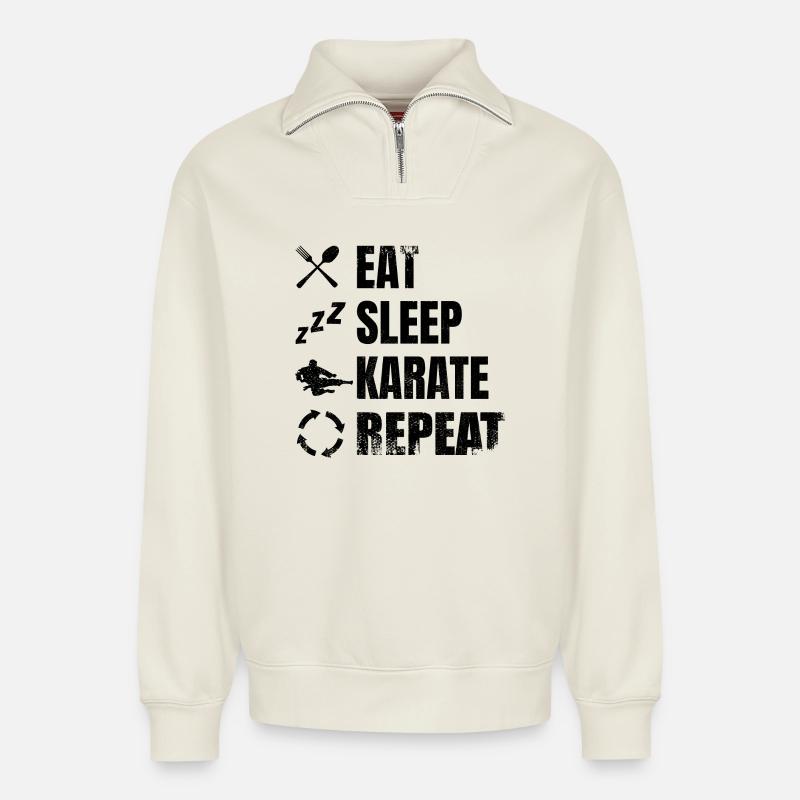 Karateka Routine - Relaxed Unisex Organic Half Zip Sweatshirt – by SPREAD - off white
