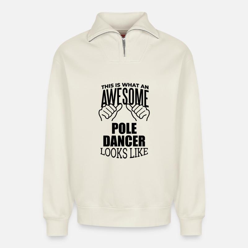 Pole-Dancer - Relaxed Unisex Organic Half Zip Sweatshirt – von SPREAD - Naturweiß