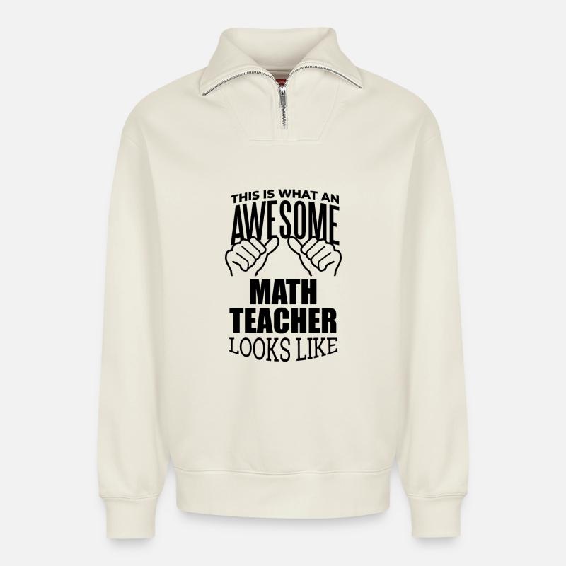 Mathematics - Relaxed Unisex Organic Half Zip Sweatshirt – by SPREAD - off white