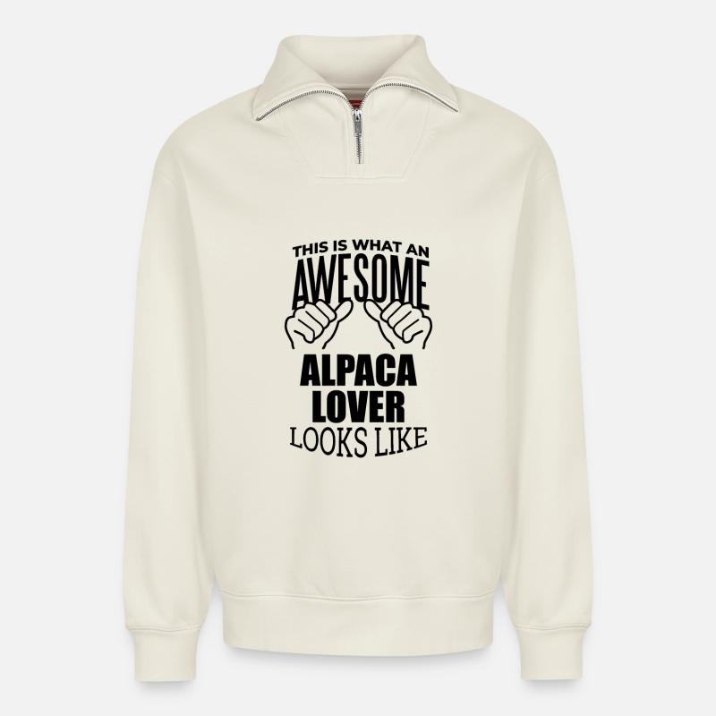 Alpaka - Relaxed Unisex Organic Half Zip Sweatshirt – von SPREAD - Naturweiß