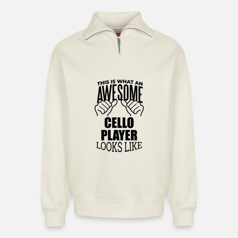Cello - Relaxed Unisex Organic Half Zip Sweatshirt – von SPREAD - Naturweiß