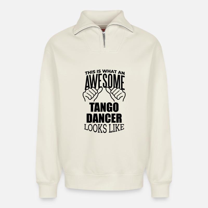 Tango - Relaxed Unisex Organic Half Zip Sweatshirt – von SPREAD - Naturweiß