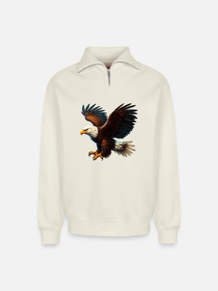 Eagle - Relaxed Unisex Organic Half Zip Sweatshirt – by SPREAD - off white