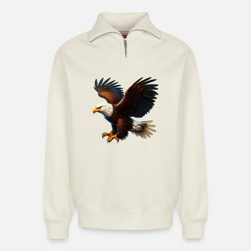 Adler - Relaxed Unisex Organic Half Zip Sweatshirt – von SPREAD - Naturweiß