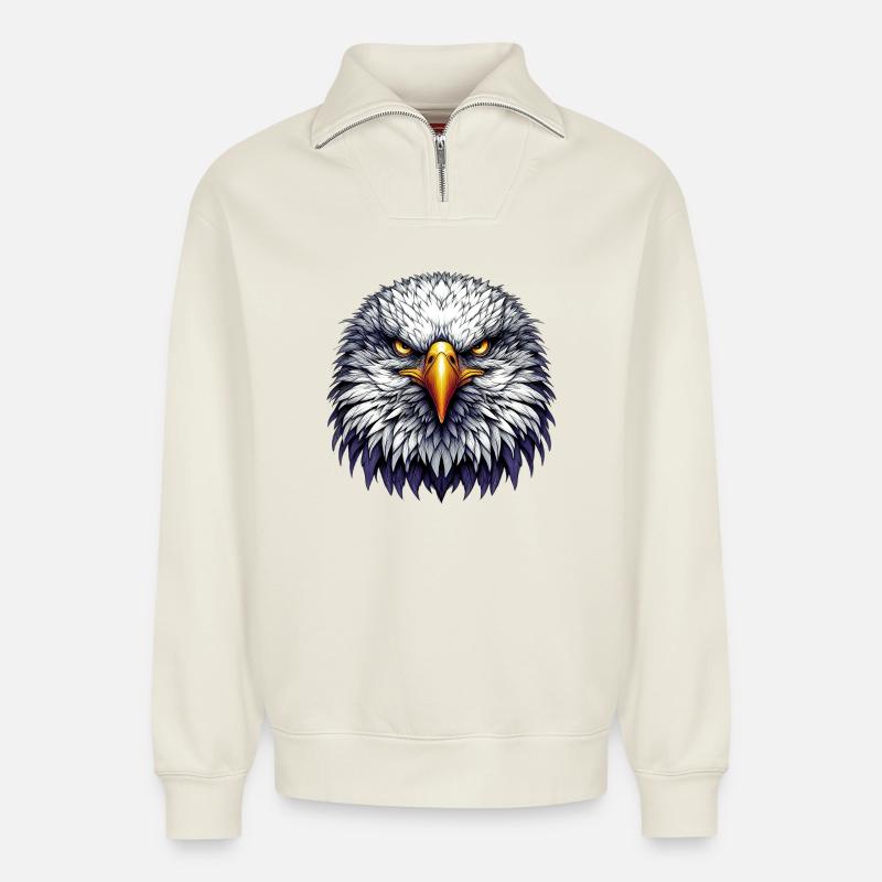 Adler - Relaxed Unisex Organic Half Zip Sweatshirt – von SPREAD - Naturweiß