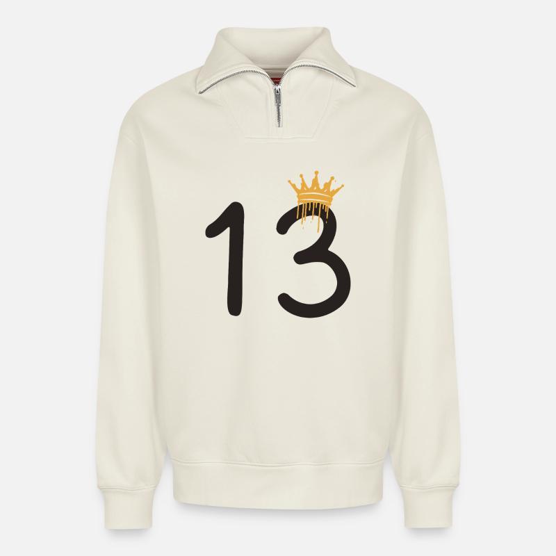 13 - Relaxed Unisex Organic Half Zip Sweatshirt – von SPREAD - Naturweiß
