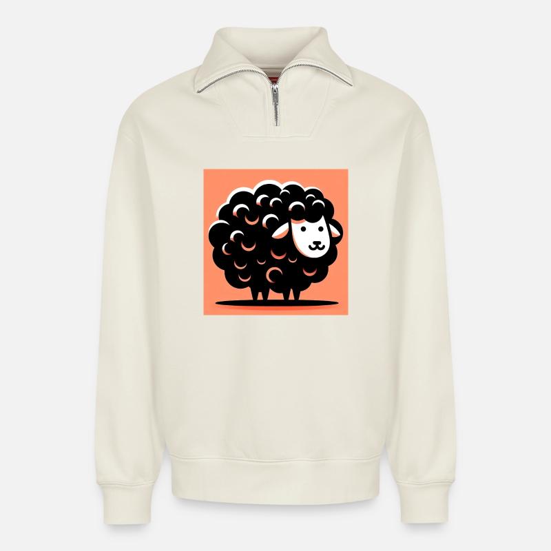Black Sheep - Relaxed Unisex Organic Half Zip Sweatshirt – by SPREAD - off white