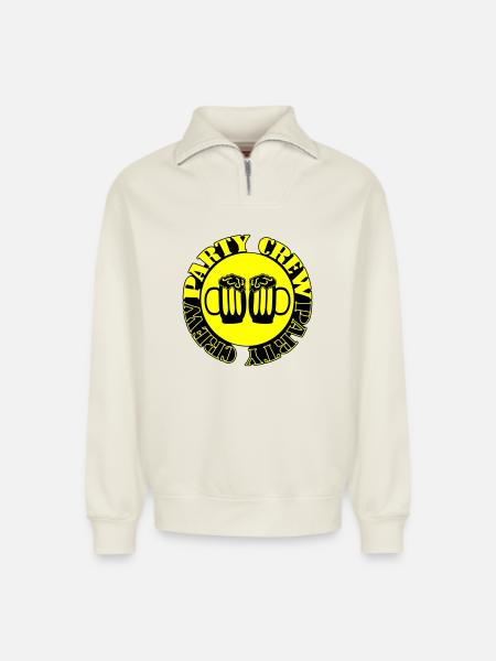 Party Crew Beer - Relaxed Unisex Organic Half Zip Sweatshirt – by SPREAD - off white