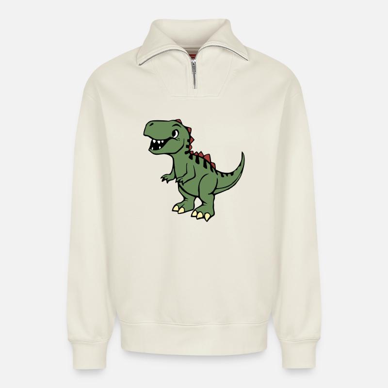 Dinosaurier  - Relaxed Unisex Organic Half Zip Sweatshirt – von SPREAD - Naturweiß