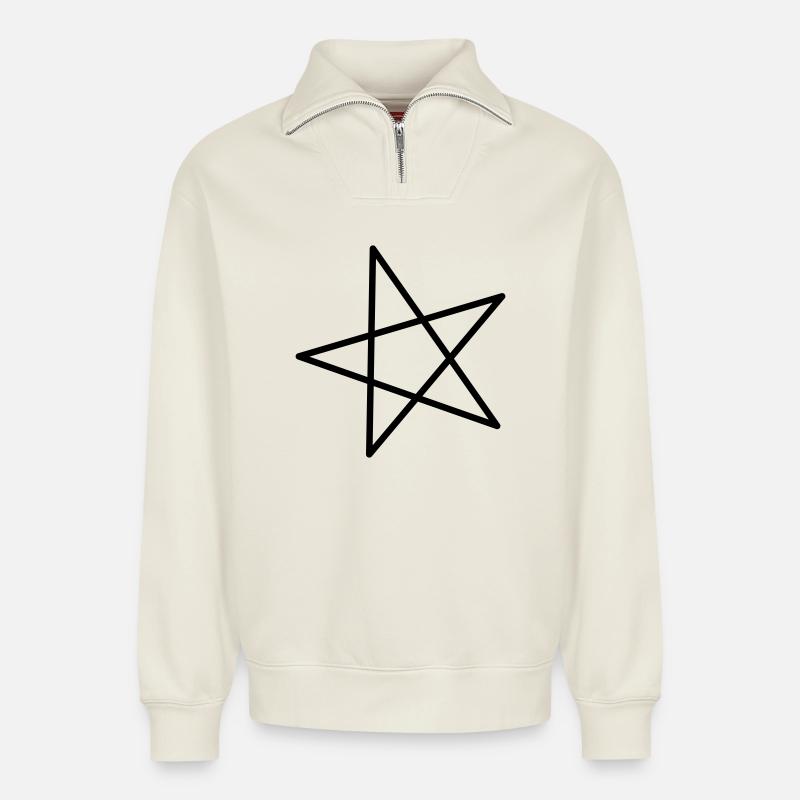 Star - Relaxed Unisex Organic Half Zip Sweatshirt – by SPREAD - off white