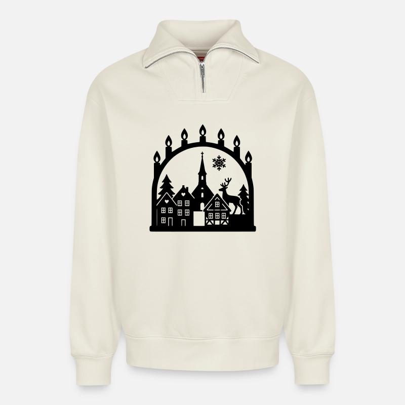 schwibbogen skandinavien - Relaxed Unisex Organic Half Zip Sweatshirt – von SPREAD - Naturweiß