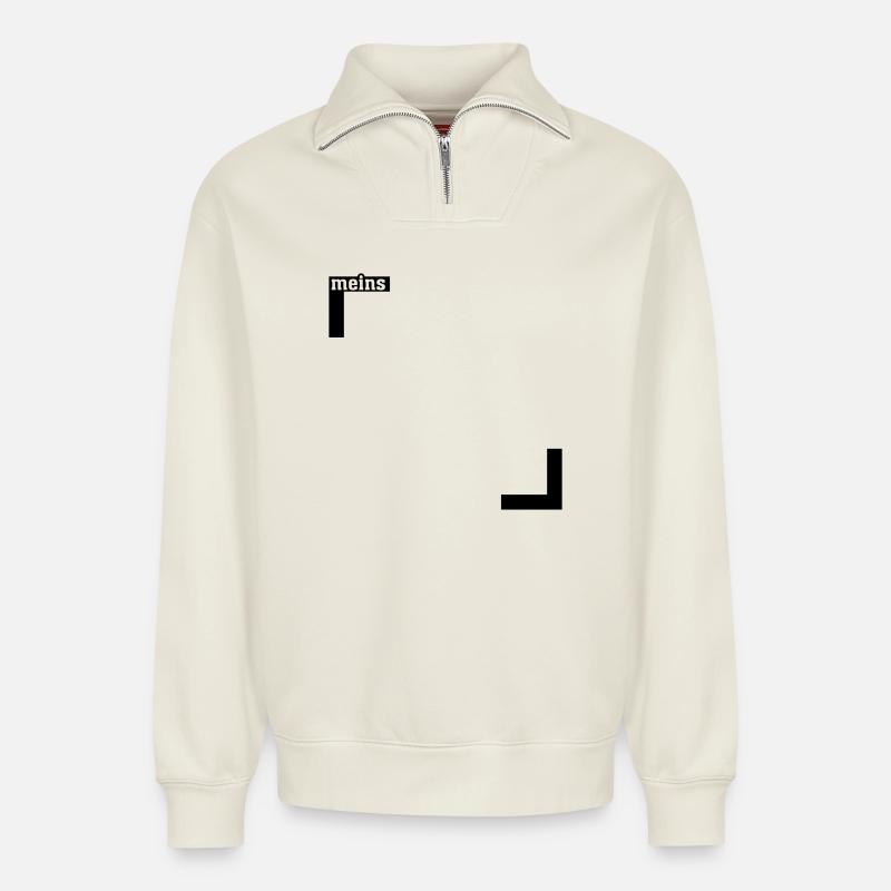 Meins HALB - Relaxed Unisex Organic Half Zip Sweatshirt – von SPREAD - Naturweiß