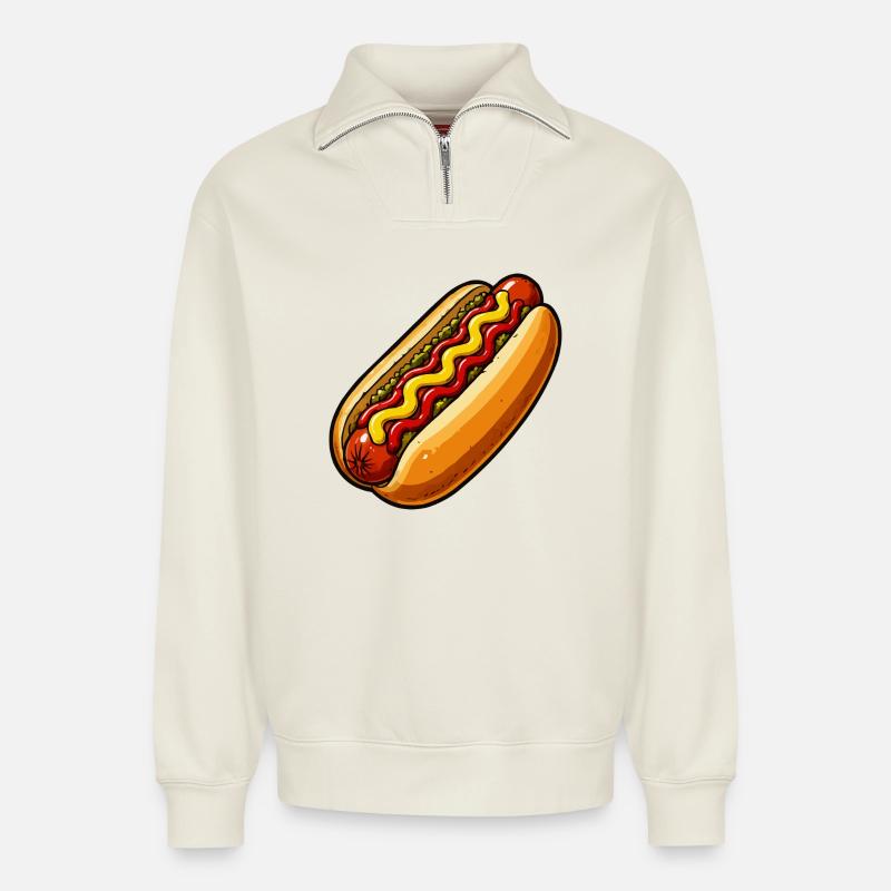 sandwich - Relaxed Unisex Organic Half Zip Sweatshirt – von SPREAD - Naturweiß