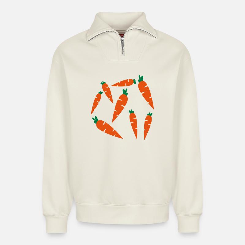 carrots - Relaxed Unisex Organic Half Zip Sweatshirt – by SPREAD - off white