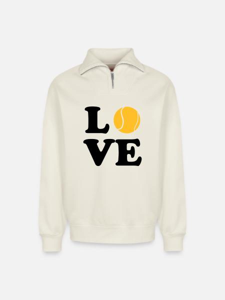 Tennis - Relaxed Unisex Organic Half Zip Sweatshirt – by SPREAD - off white