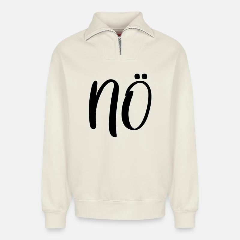 No no - Relaxed Unisex Organic Half Zip Sweatshirt – by SPREAD - off white