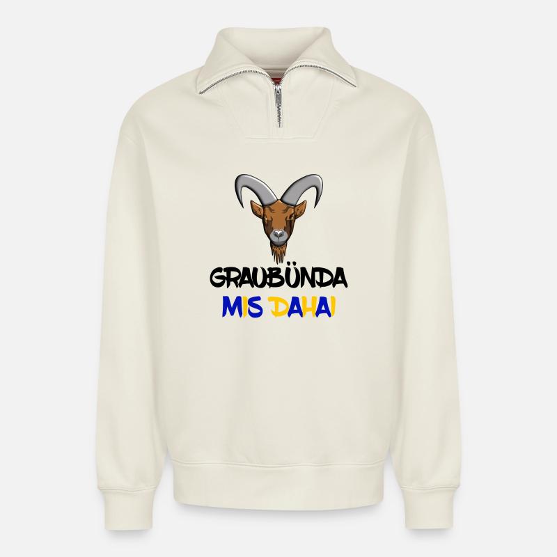 graubünda mis dahai - Relaxed Unisex Organic Half Zip Sweatshirt – von SPREAD - Naturweiß