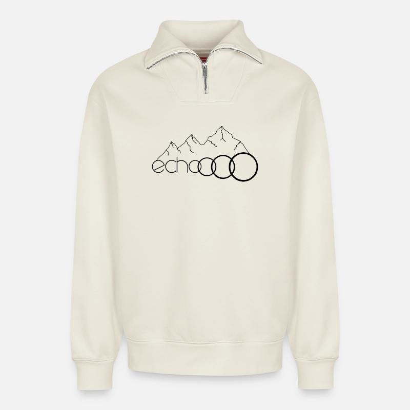 echoooo - Relaxed Unisex Organic Half Zip Sweatshirt – von SPREAD - Naturweiß