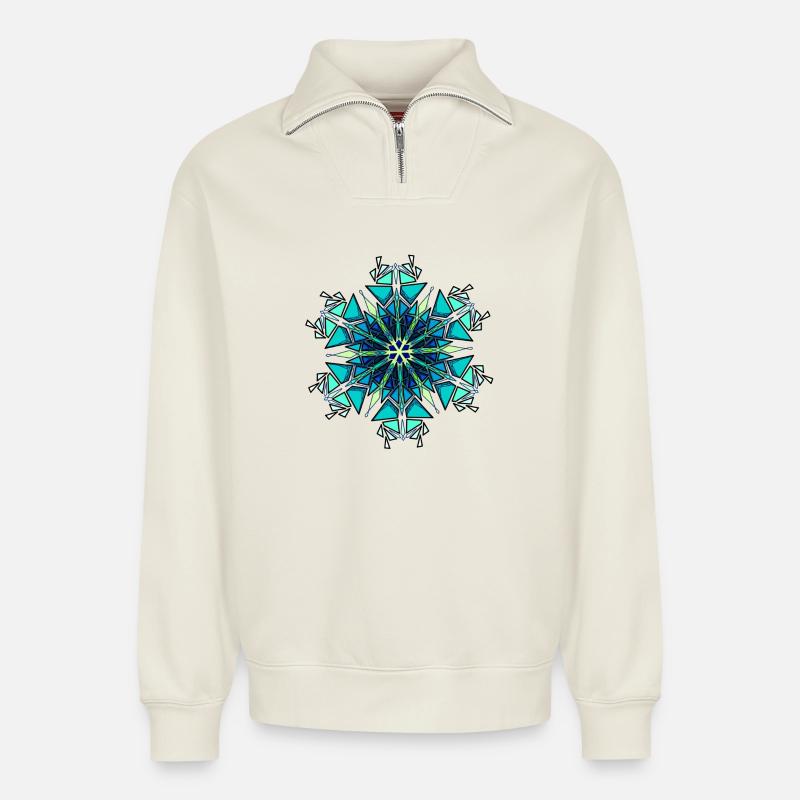 Schneeflocke - Relaxed Unisex Organic Half Zip Sweatshirt – von SPREAD - Naturweiß