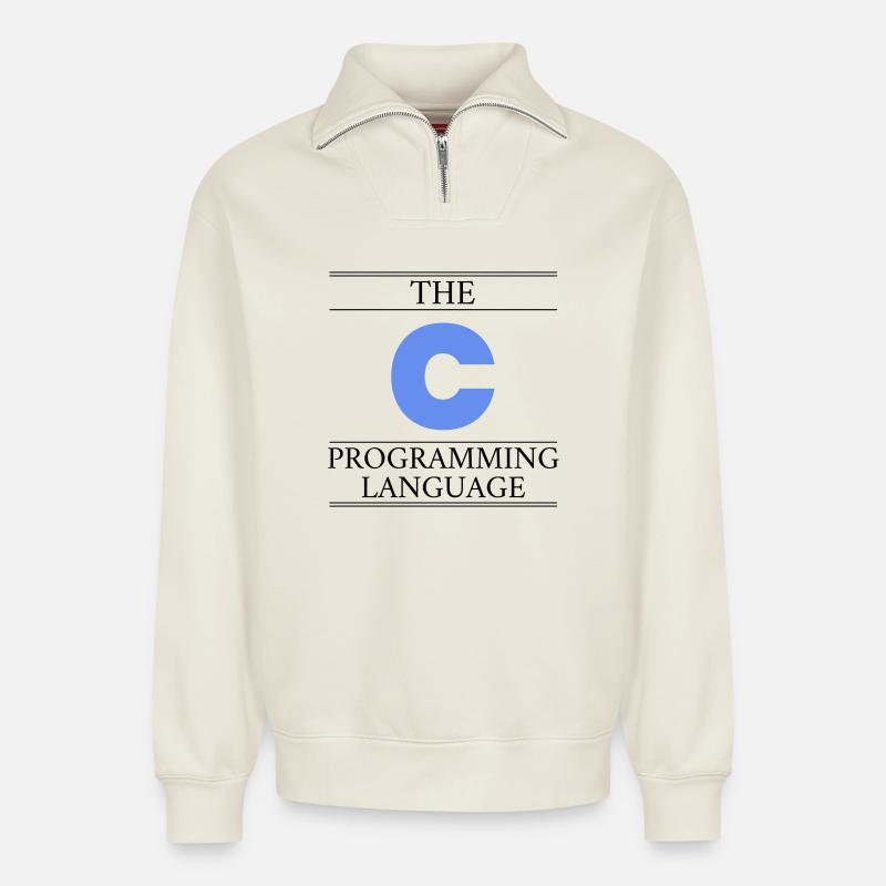 The C Programming Language - Relaxed Unisex Organic Half Zip Sweatshirt – by SPREAD - off white