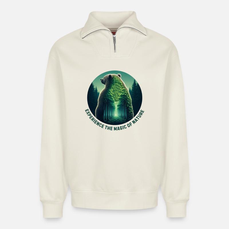 Bär - Relaxed Unisex Organic Half Zip Sweatshirt – von SPREAD - Naturweiß