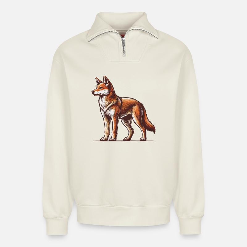 Dingo - Relaxed Unisex Organic Half Zip Sweatshirt – by SPREAD - off white