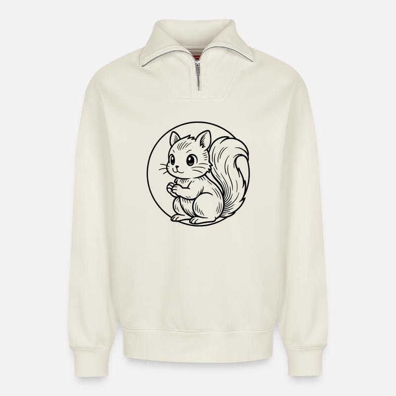 Eichhörnchen - Relaxed Unisex Organic Half Zip Sweatshirt – von SPREAD - Naturweiß