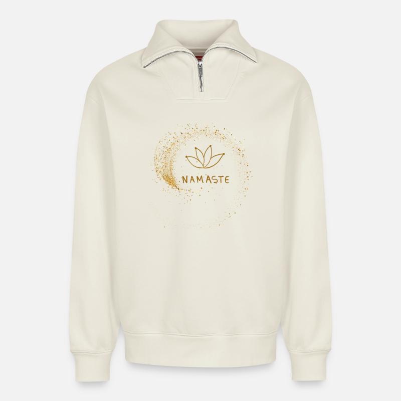 Namaste - Relaxed Unisex Organic Half Zip Sweatshirt – von SPREAD - Naturweiß