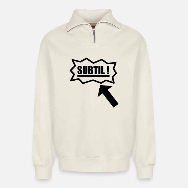 subtil - Sweat unisexe décontracté en coton biologique à demi-zip – de SPREAD - blanc cassé