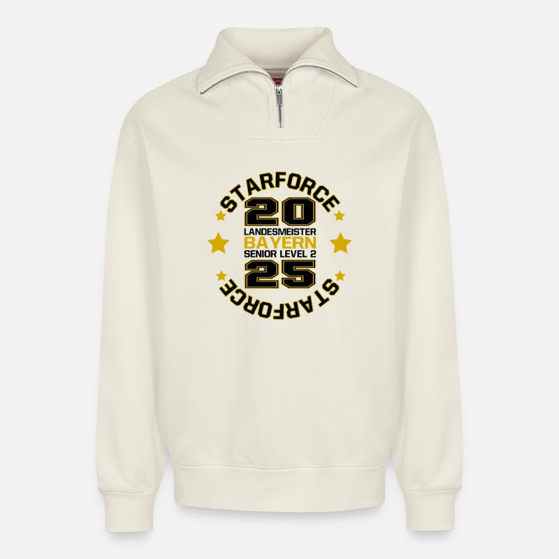 Landsberg Cheerleading - Relaxed Unisex Organic Half Zip Sweatshirt – von SPREAD - Naturweiß